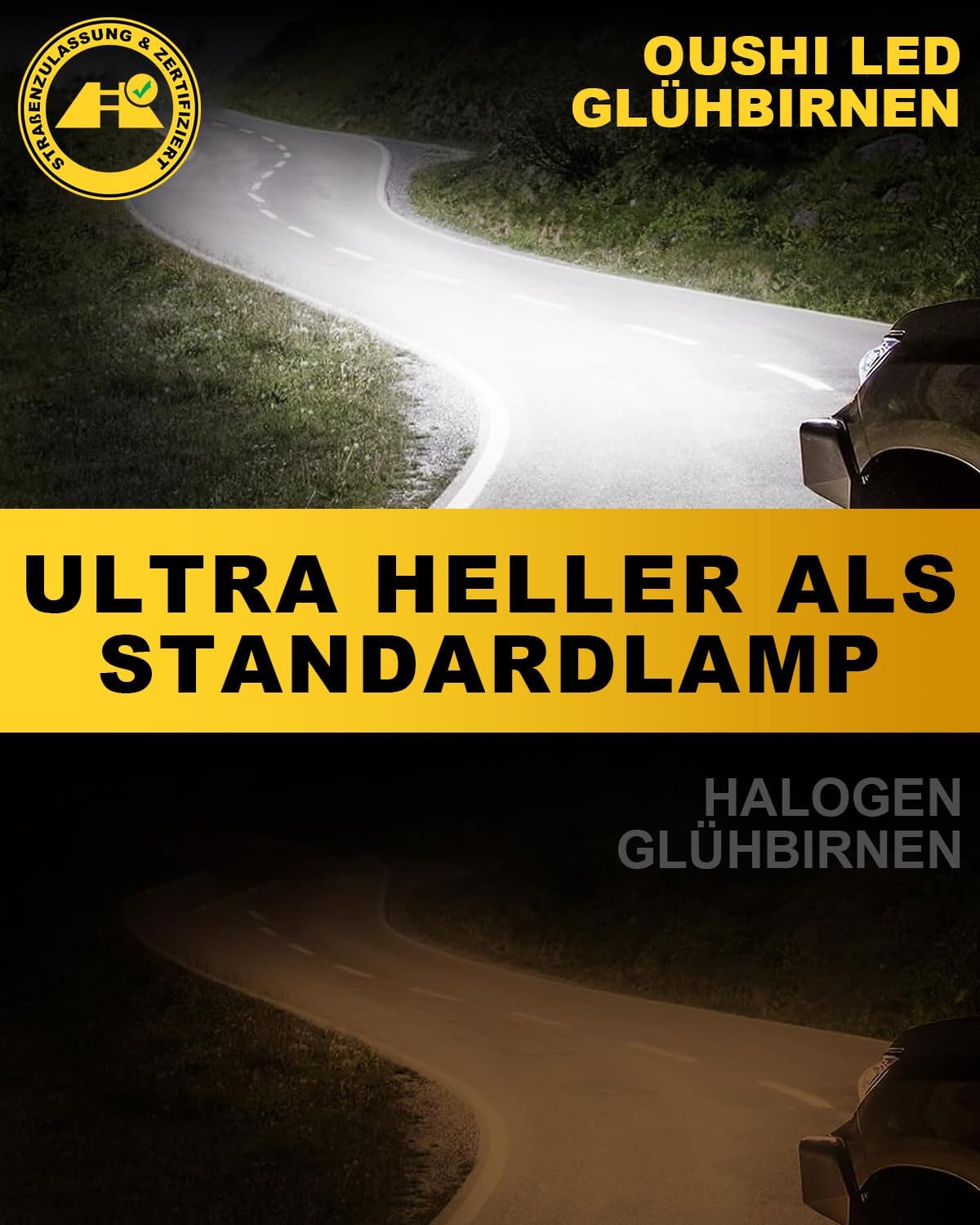 Thumbnail 1 de OUSHI H11 LED Scheinwerferlampe mit Straßenzulassung (UNECE R37, E‑Zeichen) – 5500K Weiß, für H8/H9, 2 Stück