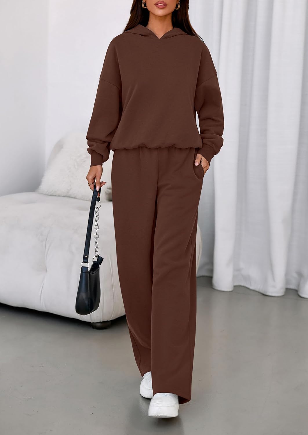 Thumbnail 5 de PRETTYGARDEN Women’s 2-Piece Sweatsuit Set (Hoodie + Wide-Leg Pants) for Casual Winter Wear