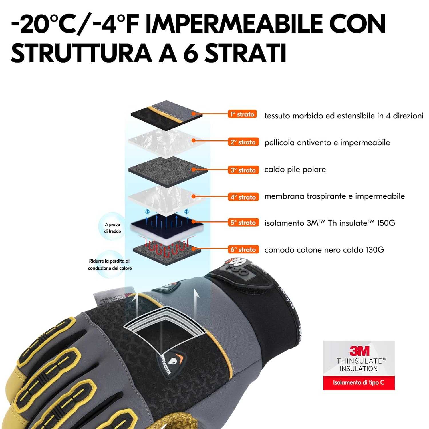 Thumbnail 1 de Vgo... Guanti da lavoro invernali impermeabili antivibrazione uomo XL (1 paio)