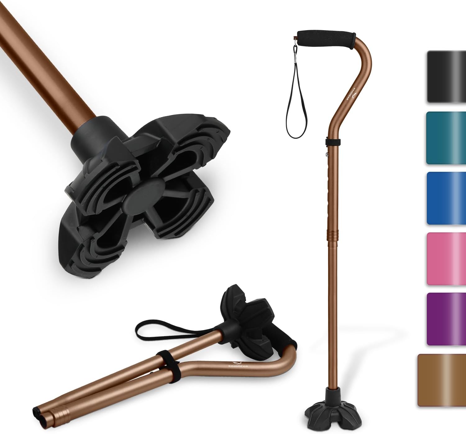 Thumbnail 6 de KINGGEAR F1 Walking Stick: Lightweight Quad-Base Cane for Seniors