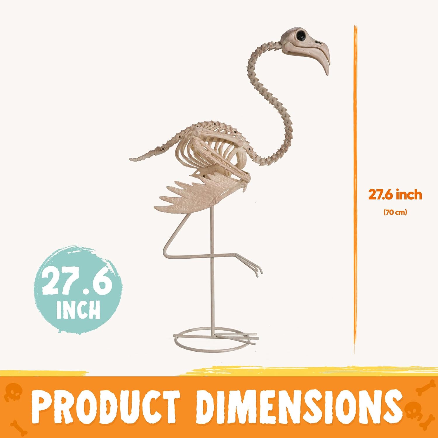 Detalle de JOYIN 16281 Flamingo Skeleton Halloween Decoration, 27.6-Inch Posable Plastic