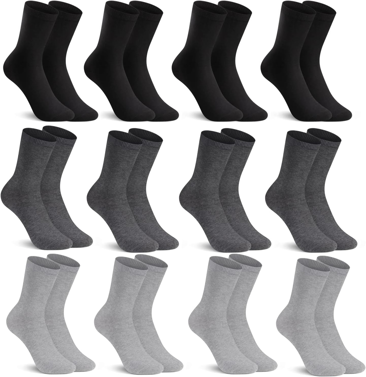 Detalle de L&K-II (12 paires) Chaussettes homme/femme 43-46 et 39-42 en coton respirant noir et blanc