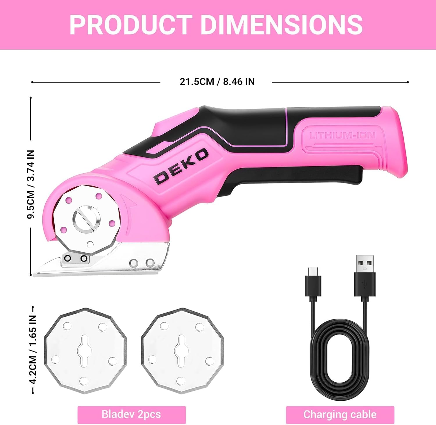 Thumbnail 1 de DEKOPRO Rechargeable Electric Box Cutter with 2 Blades (Type-C Charging, LED, Safety Lock)