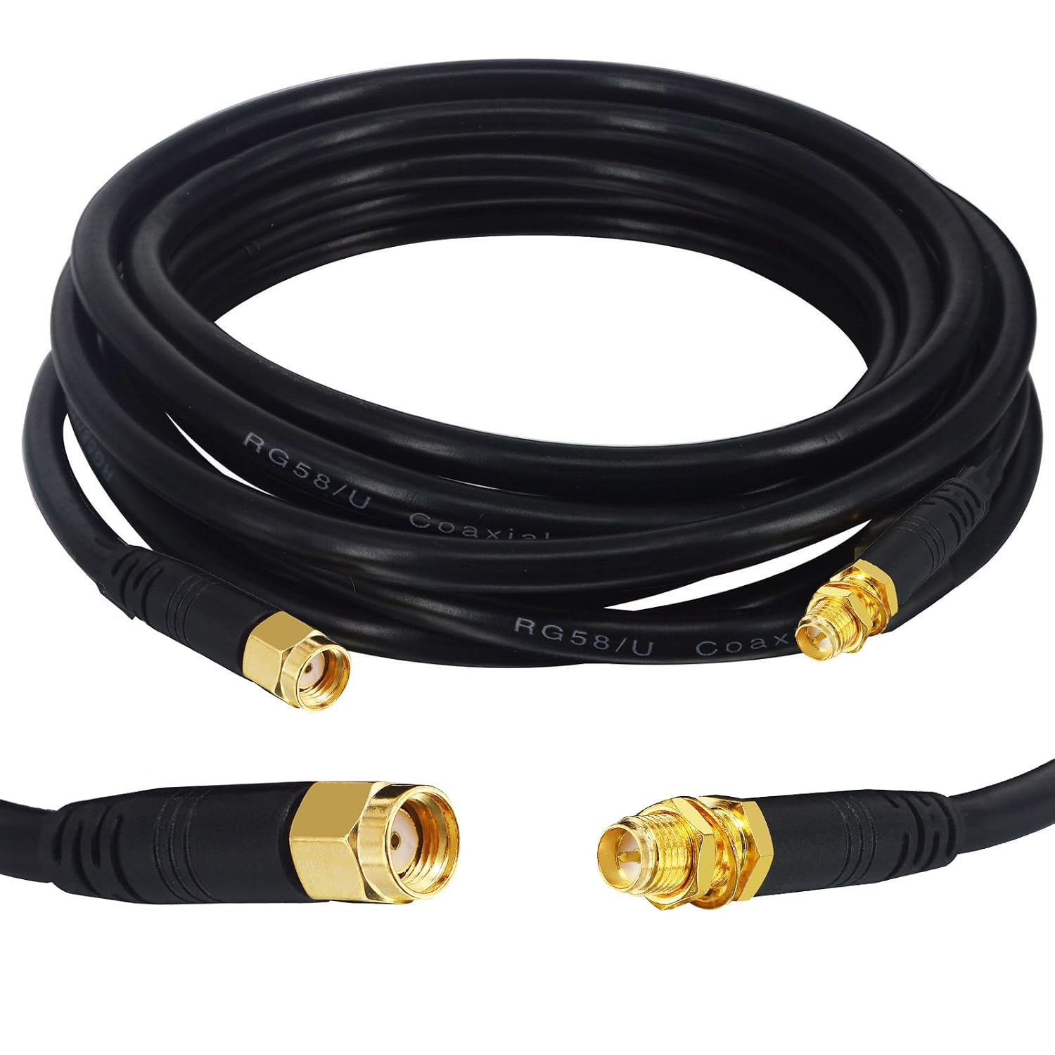 Detalle de Boobrie Upgraded 3M RP-SMA Male to RP-SMA Female Extension Cable (RG58) for Wireless Networking