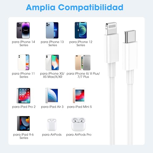 Thumbnail 5 de BSTOEM Cable USB-C a Lightning (2 unidades 1 m + 2 m) con Power Delivery hasta 27W