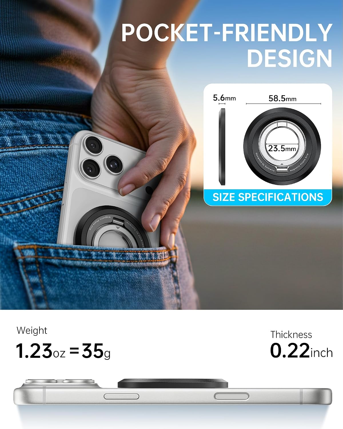 Thumbnail 6 de Syncwire MagSafe Phone Ring Holder: 360° Rotation, Two-Sided Magnetic Grip