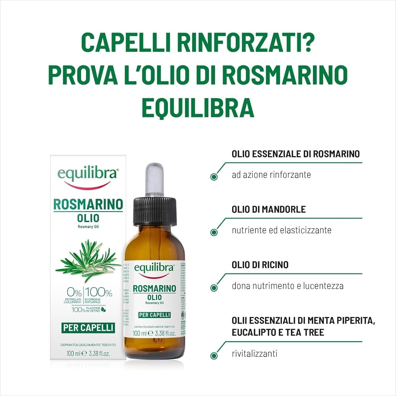 Detalle 2 de Equilibra Olio di Rosmarino per capelli 100 ml