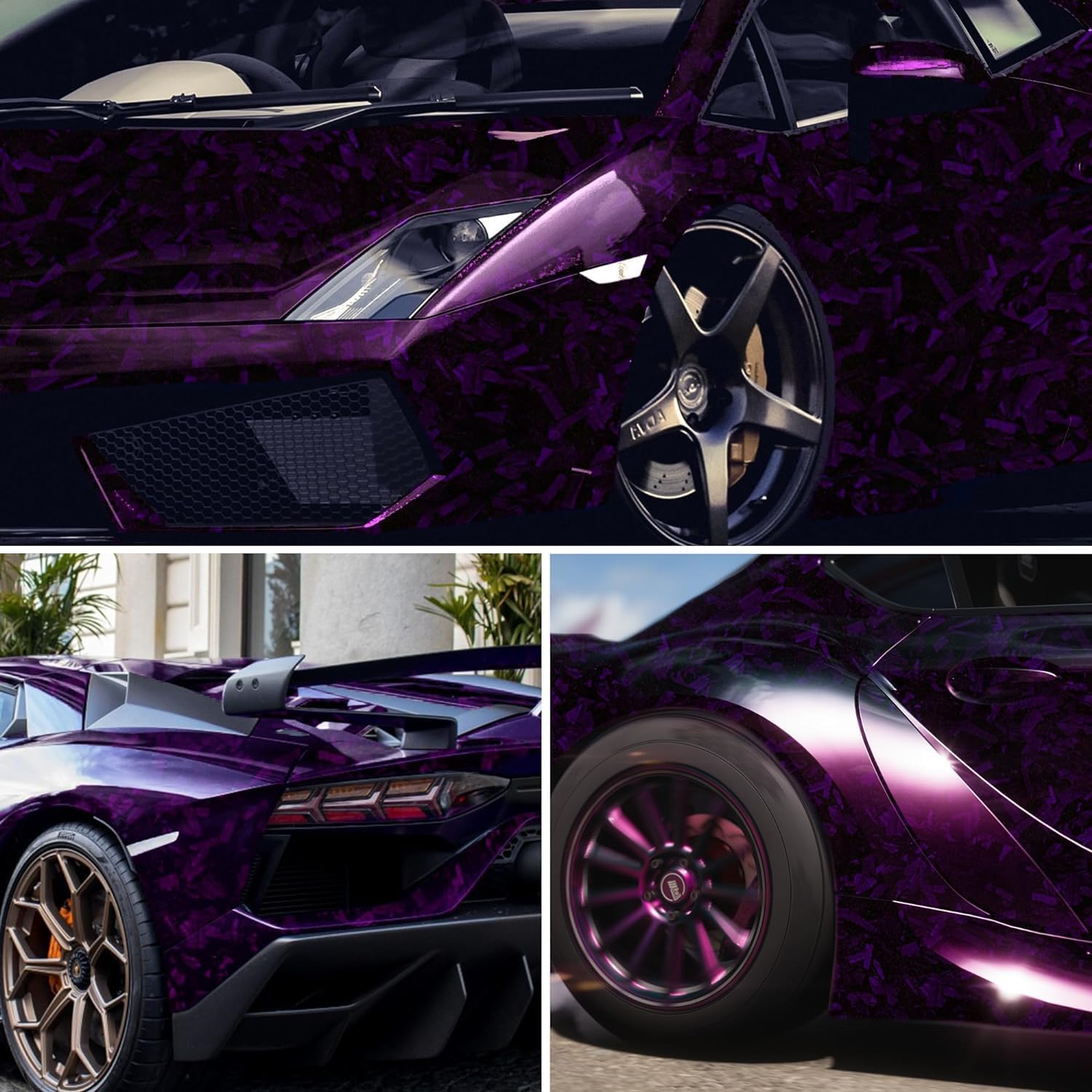 Thumbnail 1 de Arespark Purple Forged Carbon Fibre Vinyl Wrap (DIY adhesive film) 1ft x 5ft