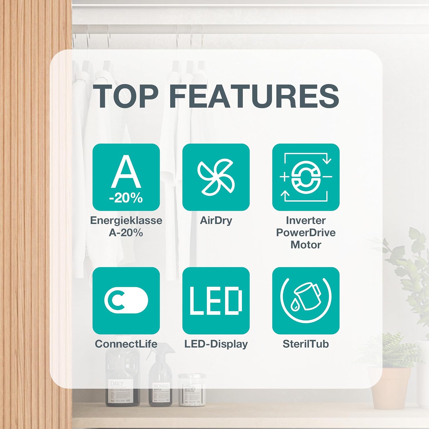Detalle 2 de Gorenje WD2PA1X64ADW/DE Waschtrockner Connect Life – effiziente Allroundlösung mit Allergie-Schutz