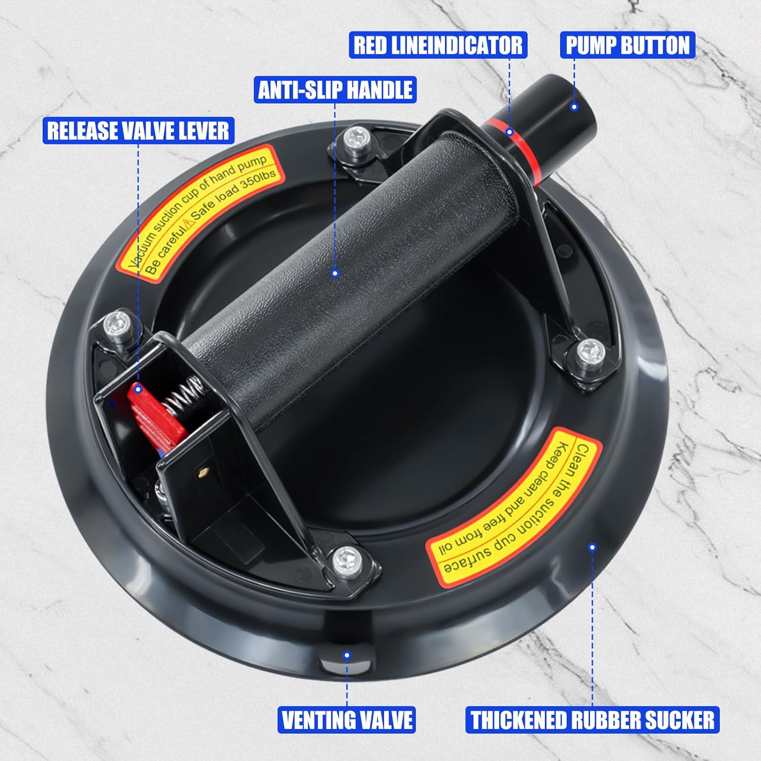 Detalle 2 de 8" Glass Suckers Lifters 200 kg heavy-duty suction cups