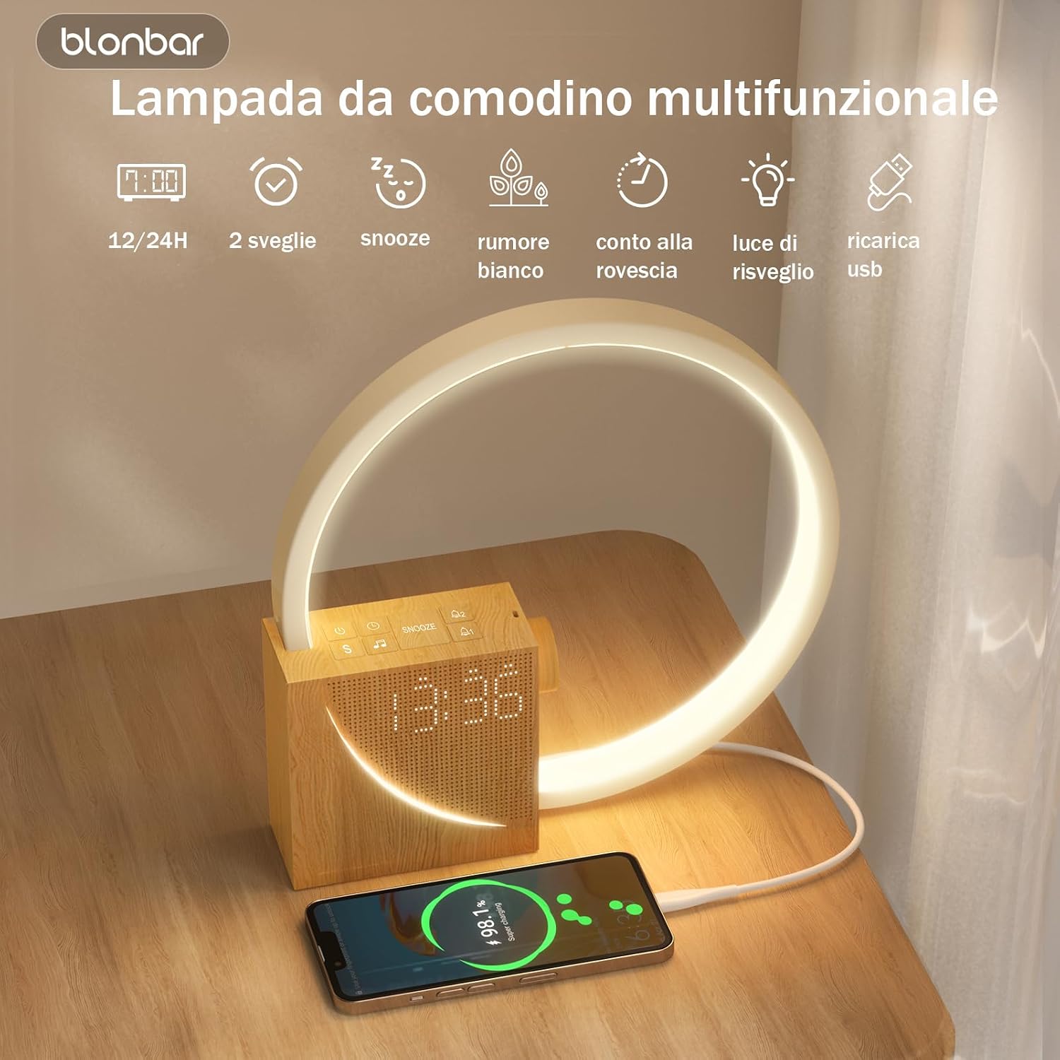 Thumbnail 1 de blonbar Wake-up Light lampada da comodino 10W