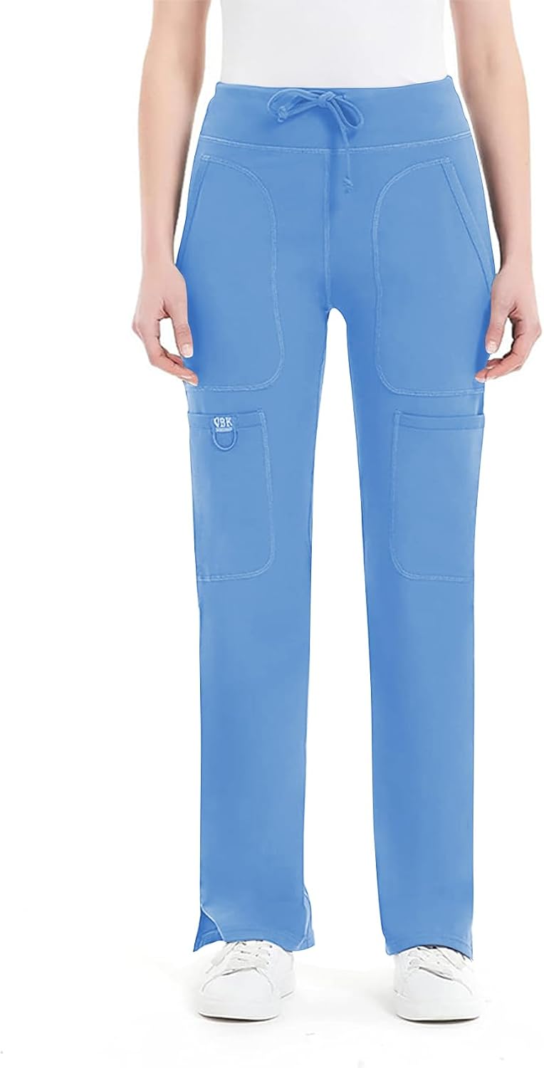 Detalle de QBK Yoga Scrub Pants Women Mid Rise Yoga Work Pants - Five Pocket Cargo Scrub Pant