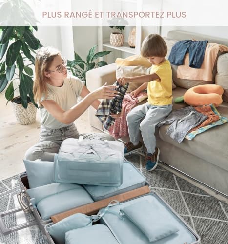 Thumbnail 6 de Meowoo organisateur de valise, lot de 8 pochettes de rangement bleues