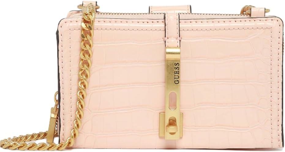 Detalle de GUESS Desideria Flap Shoulder Bag — Élégance sobre en similicuir