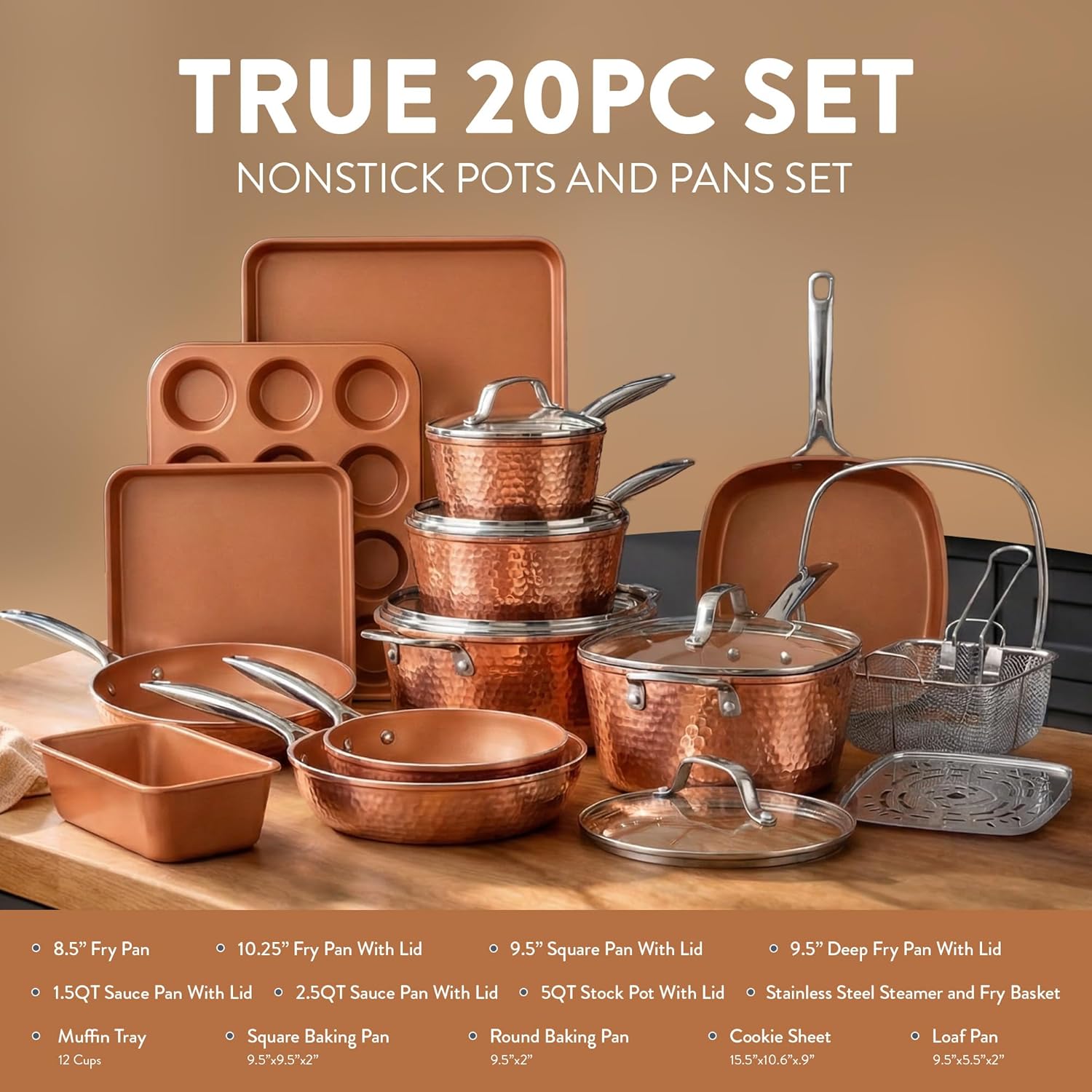 Detalle 2 de Gotham Steel Hammered 20 Pc Ceramic Cookware Set