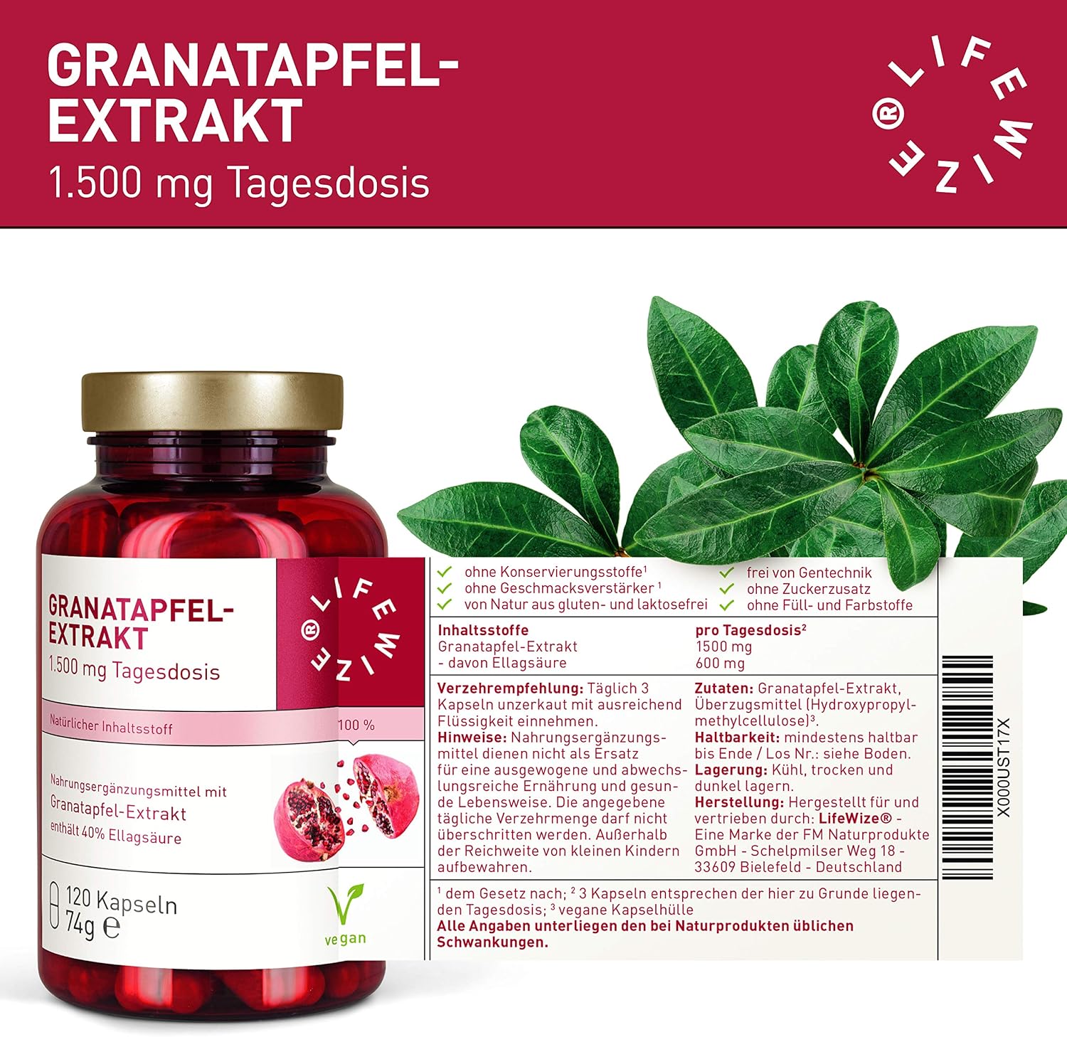 Detalle 2 de Granatapfel Extrakt Kapseln 30.000 mg
