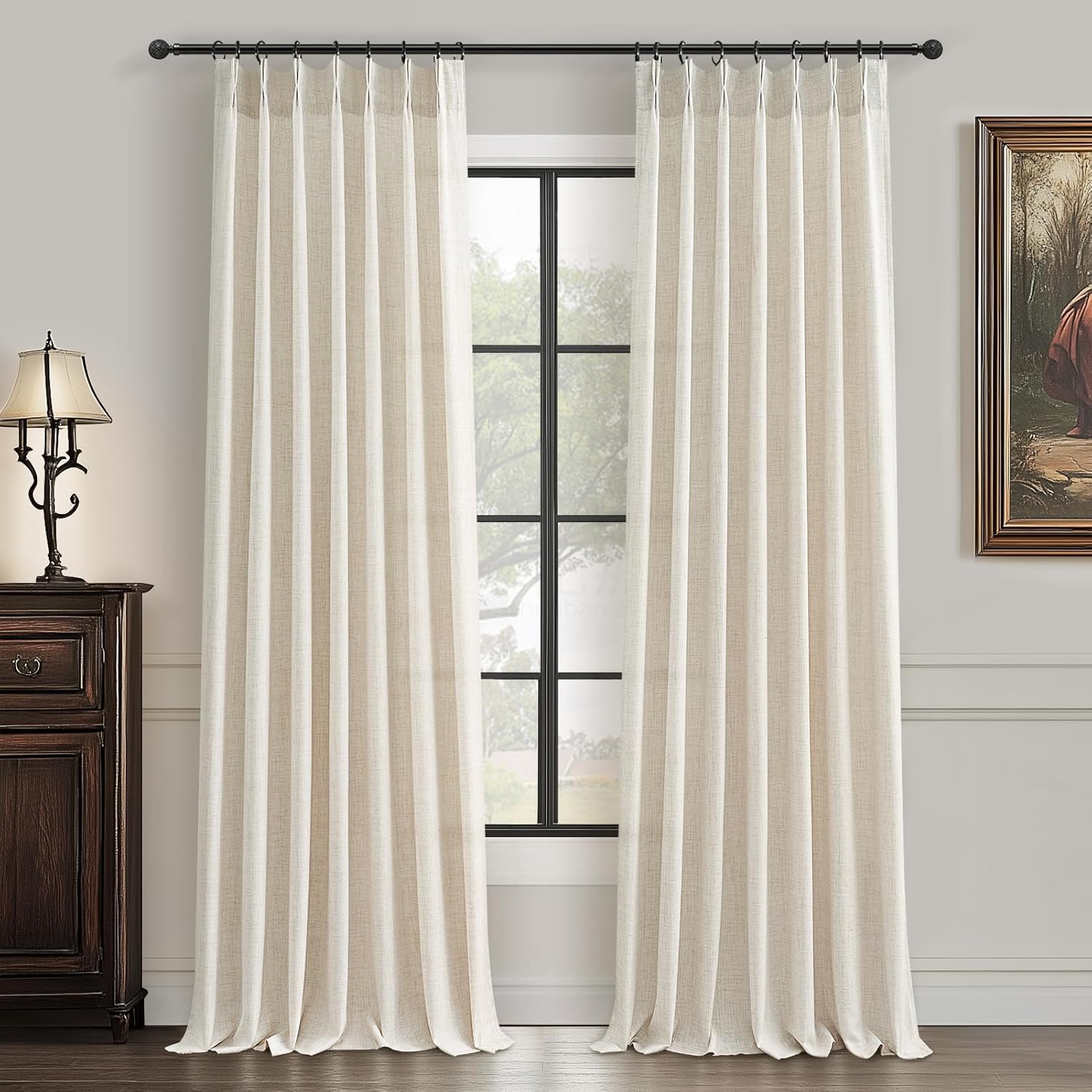 Thumbnail 5 de Pinch Pleated Linen Curtains 96 in Light-Filtering Drapes 🪟