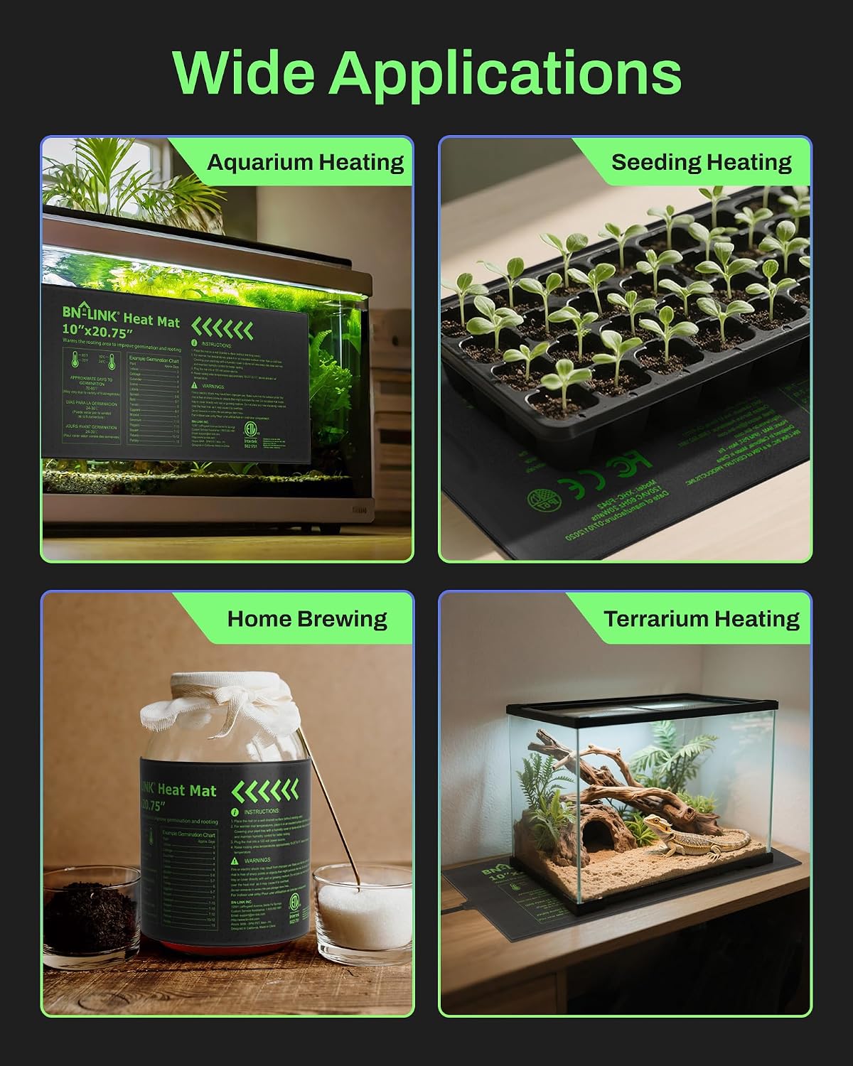 Thumbnail 6 de BN-LINK CP-C93 4PACK Seedling Heat Mats, Waterproof, 10" x 20.75", 4-Pack
