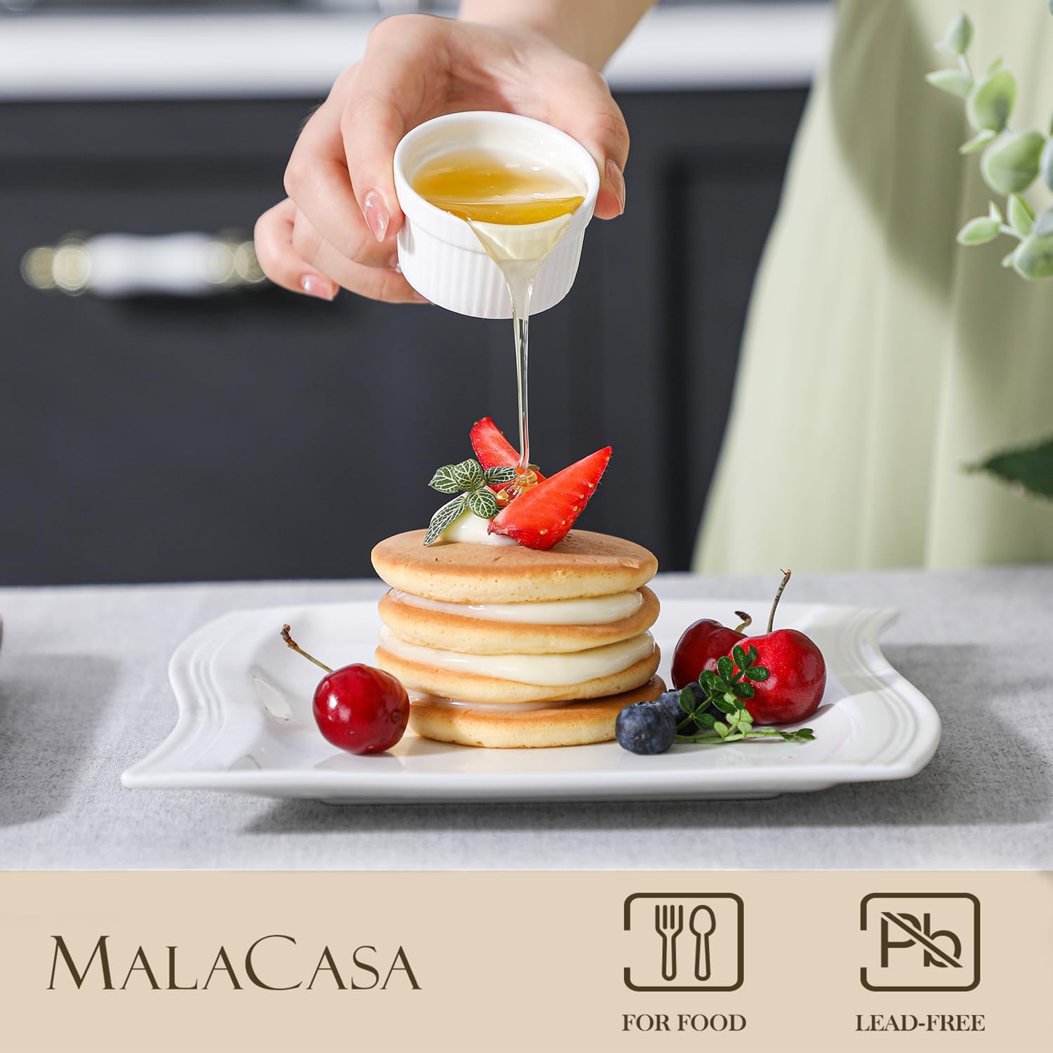 Thumbnail 2 de MALACASA 24 Mini Ramequins en céramique 55 ml pour four — Crème Brûlée et desserts en porcelaine ivoire