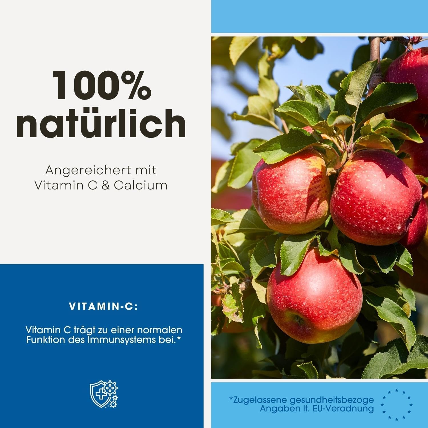Detalle de Fair & Pure Apfelpektin Plus C mit Vitamin C und Calcium – 180 Tabletten, vegan, in Deutschland hergestellt