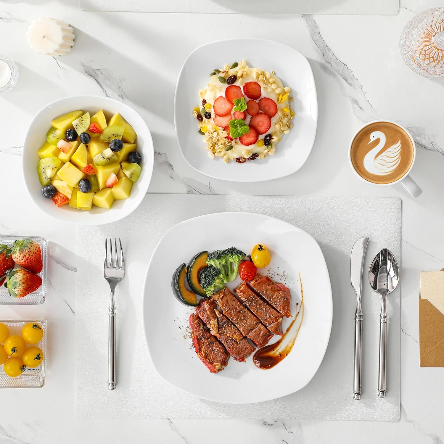 Thumbnail 6 de MALACASA 16-Piece Porcelain Dinner Set for 4 – Elisa Series