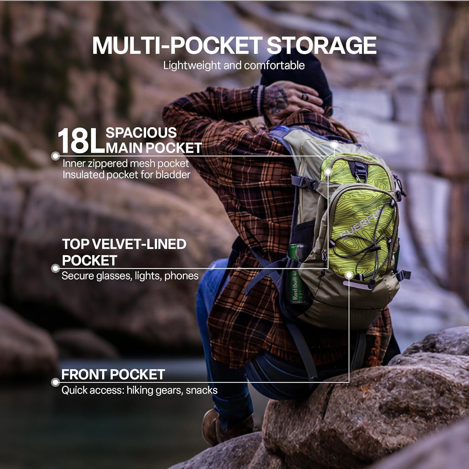 Thumbnail 1 de Everfun Hydration Backpack 18L with 2L/3L Water Bladder