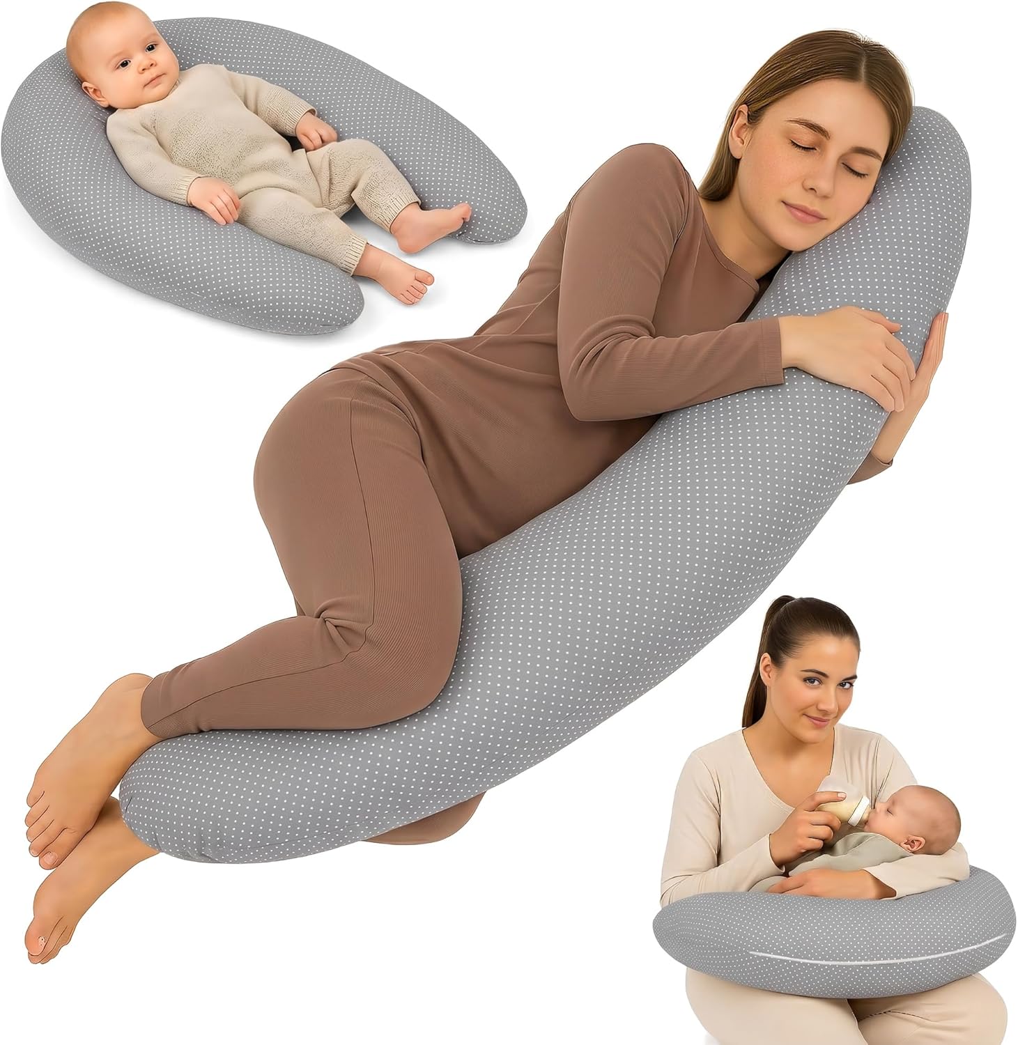 Totsy Baby Cuscino allattamento e gravidanza 190 cm a forma C Oeko-Tex