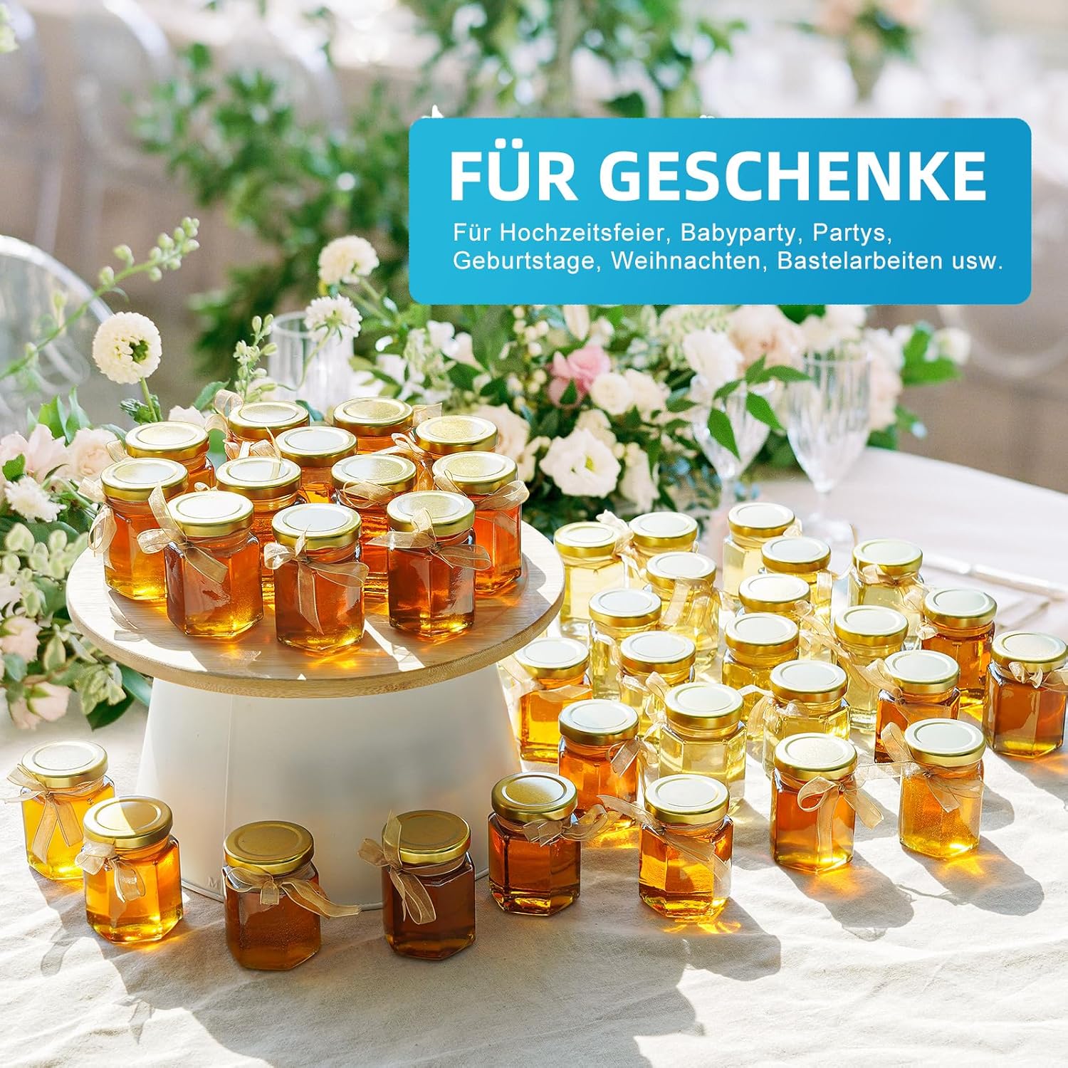 Thumbnail 3 de Absovetu Kleine Gläser mit Metalldeckel und Etiketten – 100 ml, hexagonal, wiederverwendbar