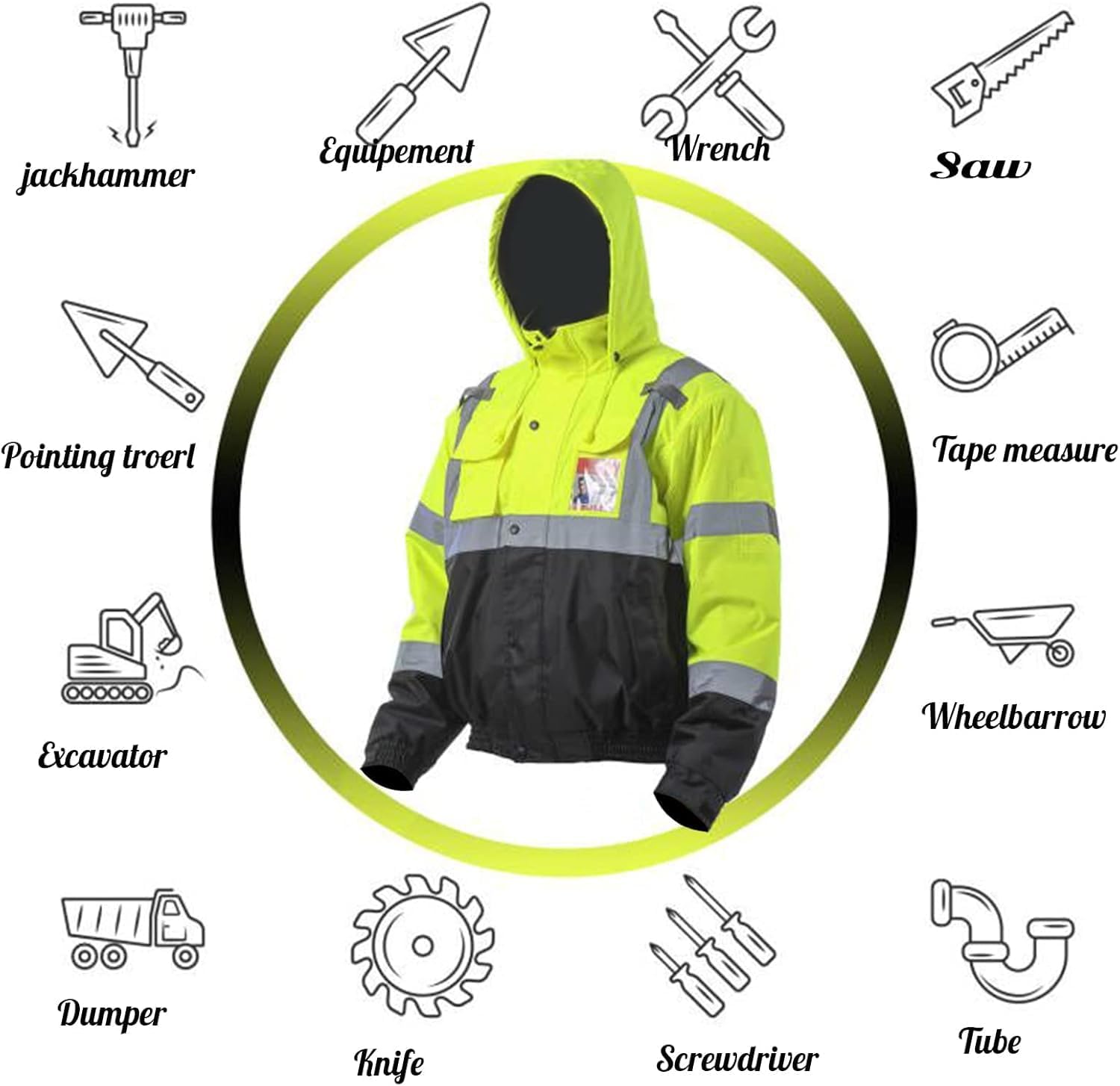 Detalle de sesafety Class 3 Hi-Vis Bomber Jacket, Waterproof 300D Oxford with Fleece Lining