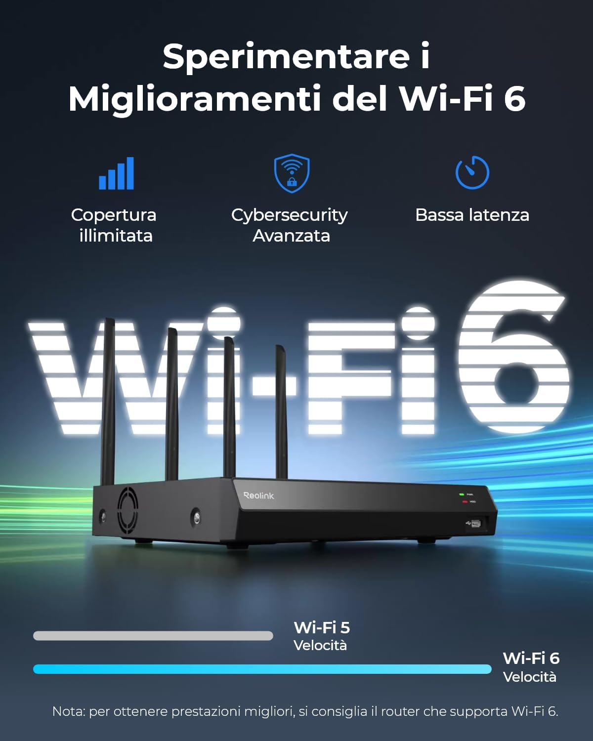 Detalle de Reolink RLN12W: NVR 4K 12CH con Wi‑Fi 6 e HDD integrato da 2TB