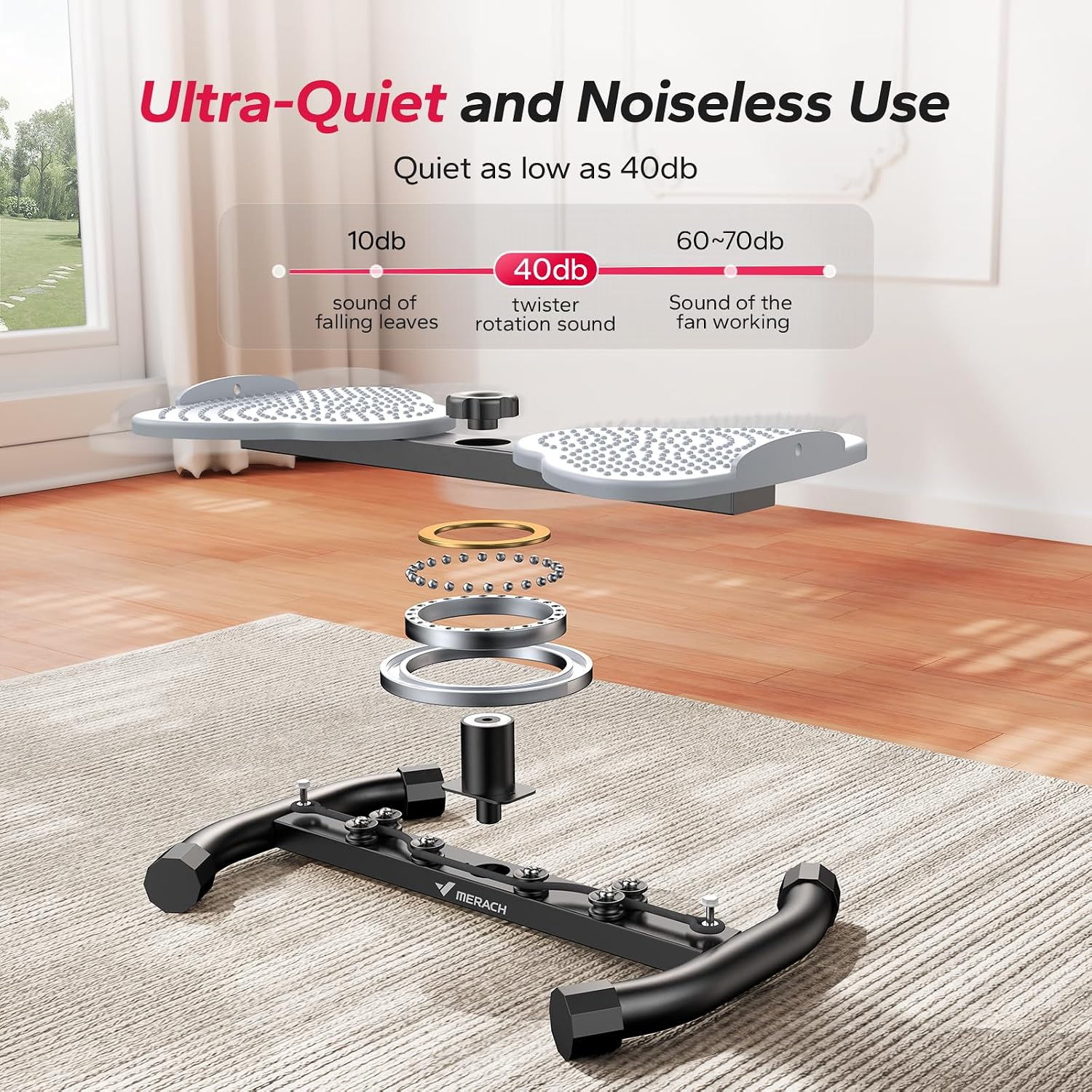 Detalle 2 de MERACH MR-2465 Waist Twister Board, Dual Non-Slip Pedals, 300 lb Capacity