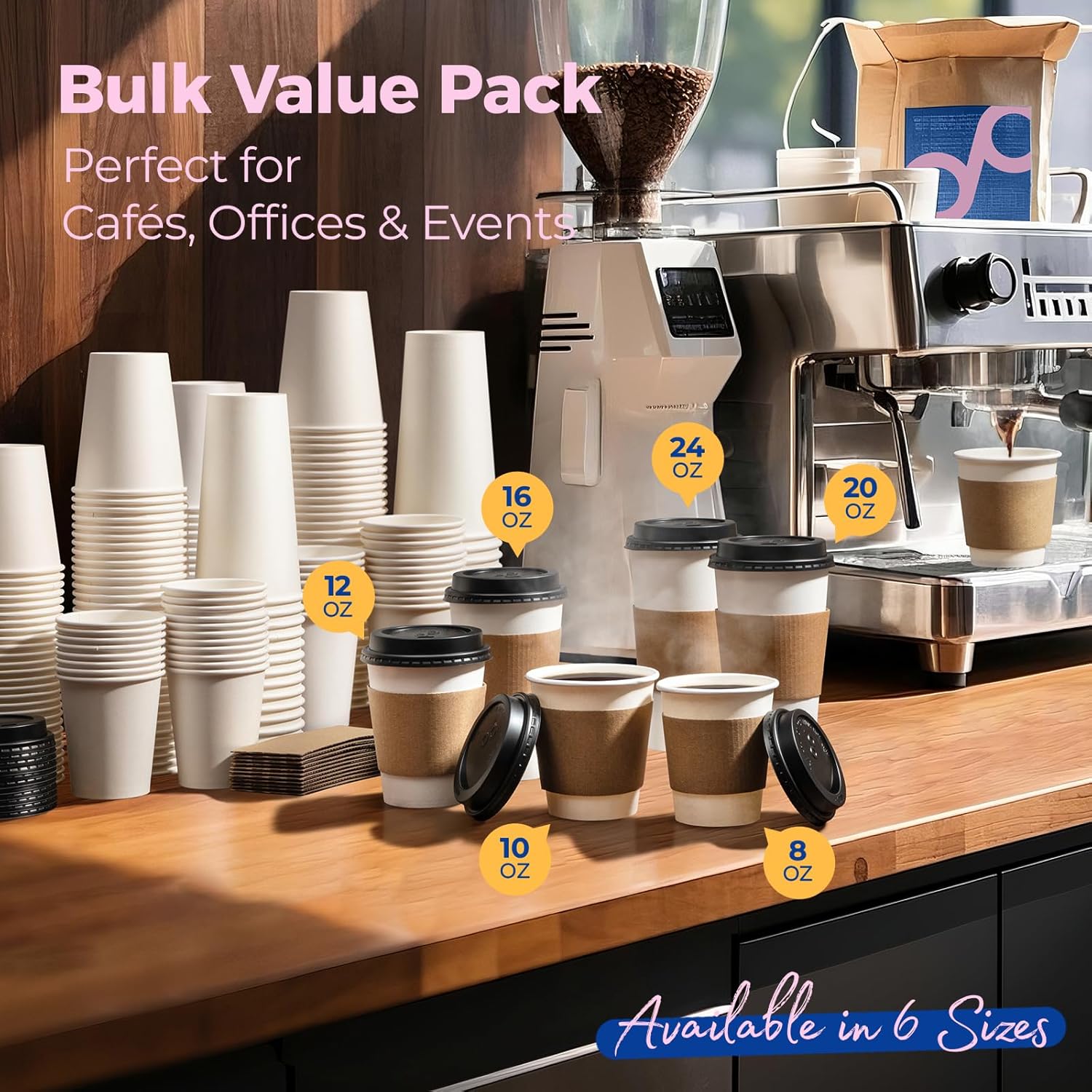 Thumbnail 6 de Fit Meal Prep 8 oz Disposable Coffee Cups Pack