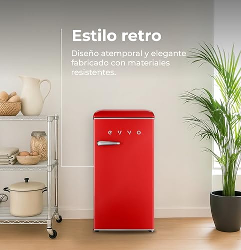 Thumbnail 1 de EVVO Nevera Pequeña Retro 84 L + 11 L Congelador – Rojo
