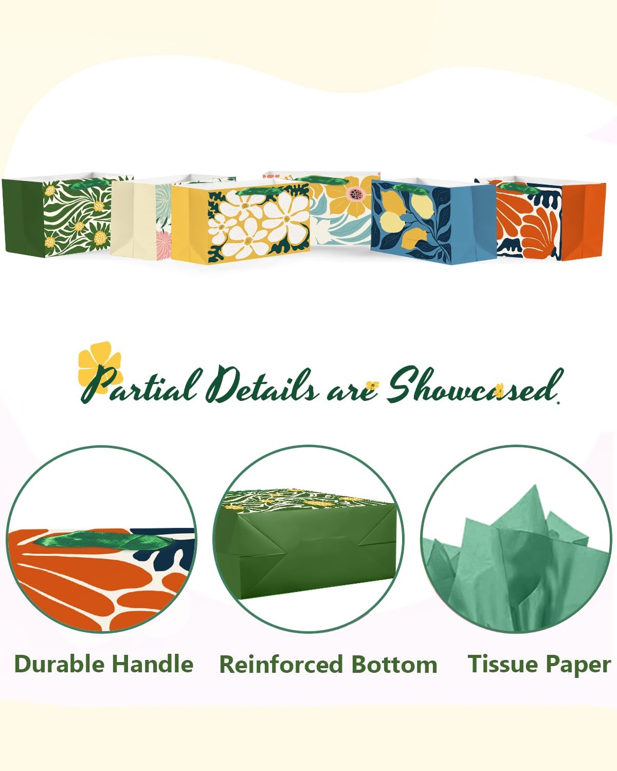 Detalle de Qiqee paper gift bags, 6.3 x 4.7 x 2.4 inches