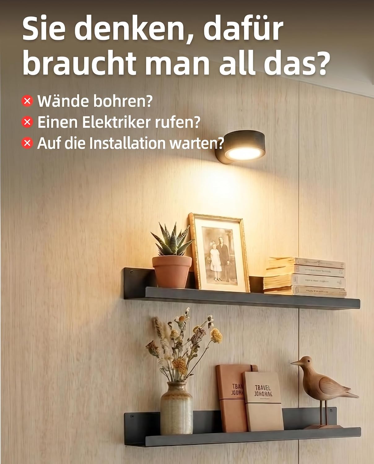 Thumbnail 1 de EZVALO EZL2404A draadloze wandlamp, dimbaar en draaibaar, 3 lichtkleuren