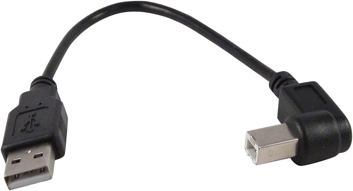 Detalle de YCS basics Black USB 2.0 Right Angle Printer/Scanner Cable (0.5 ft, 5 Pack)