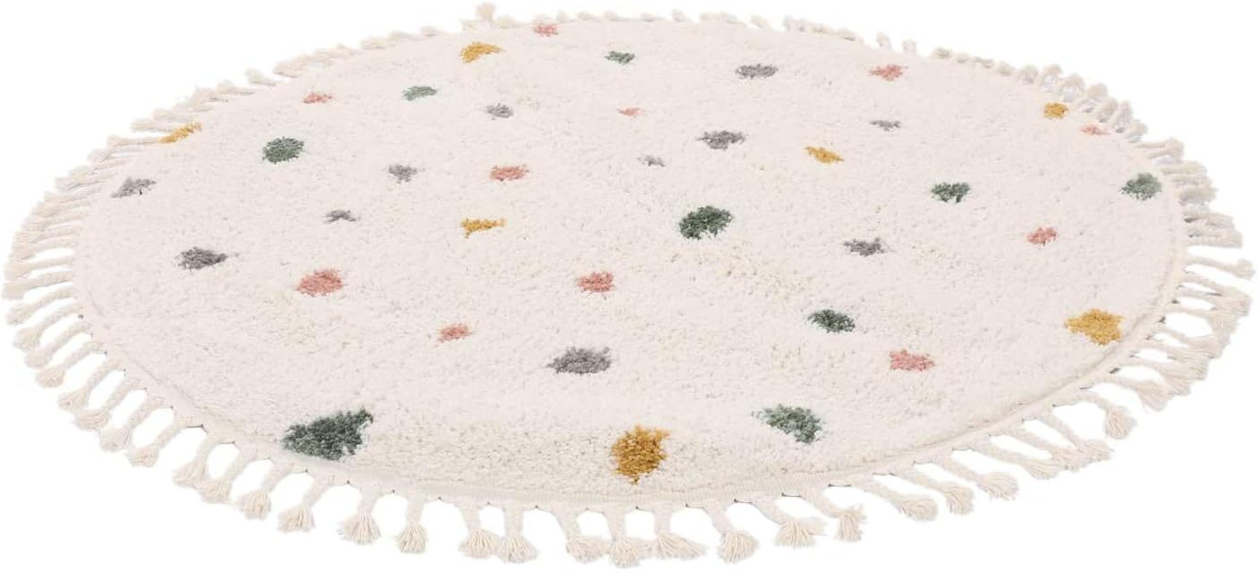 Detalle de RugVista Confetti kindertapijt rond Ø 150 cm, middelpolig en gebroken wit