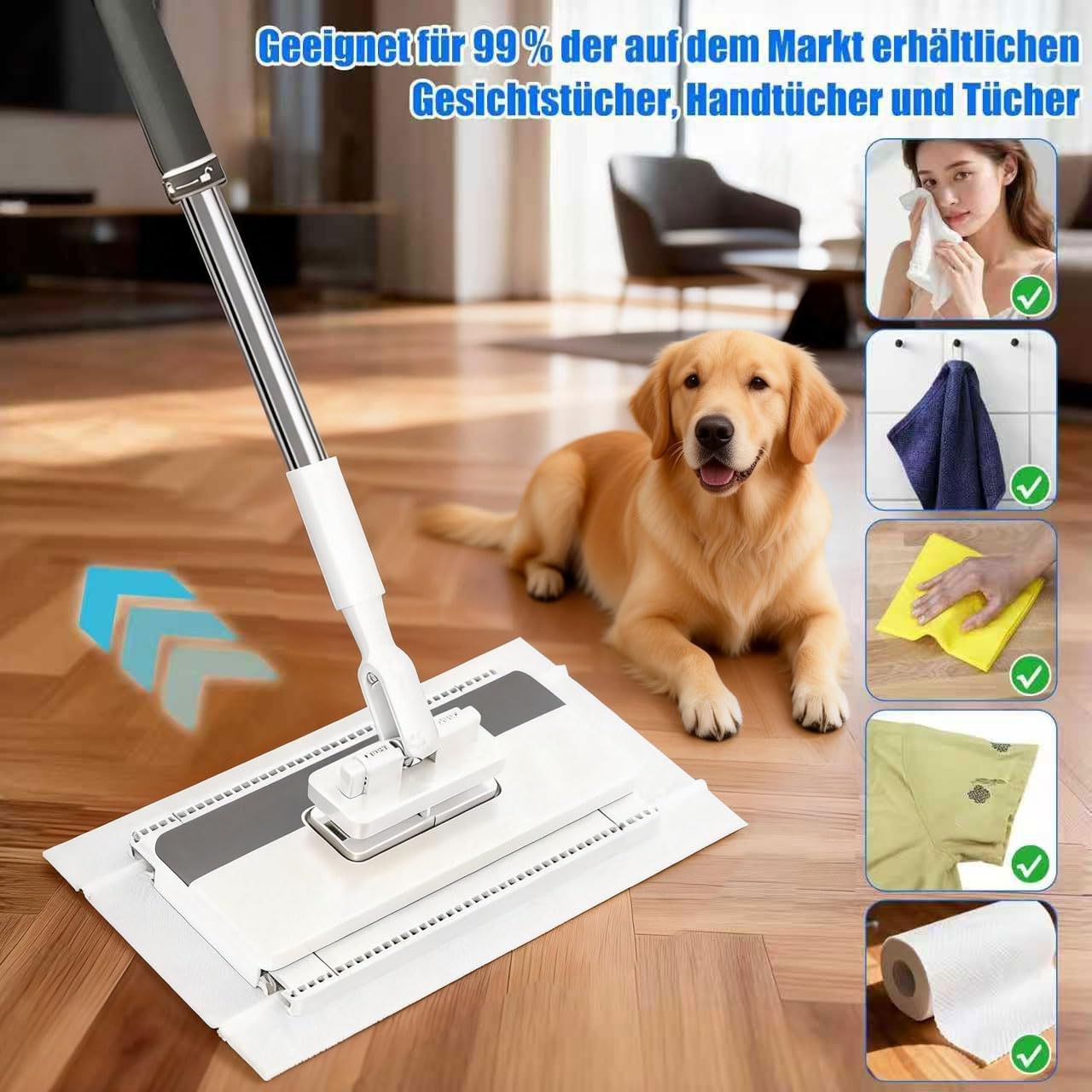 Thumbnail 3 de Lazy Snap Grip Flat Mop with 12 Washable Pads: Hands Free, One-Click Cleaning