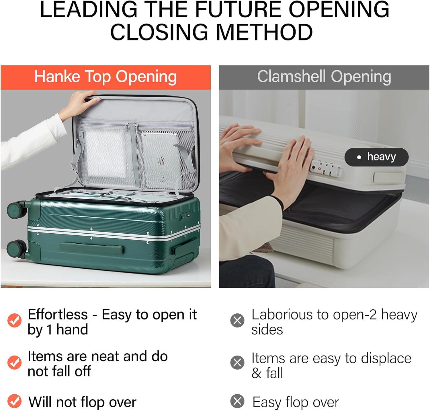Thumbnail 1 de Hanke Front Opening 20-Inch Cabin Luggage: Blackish Green Hard Shell with 4 Dual Spinner Wheels