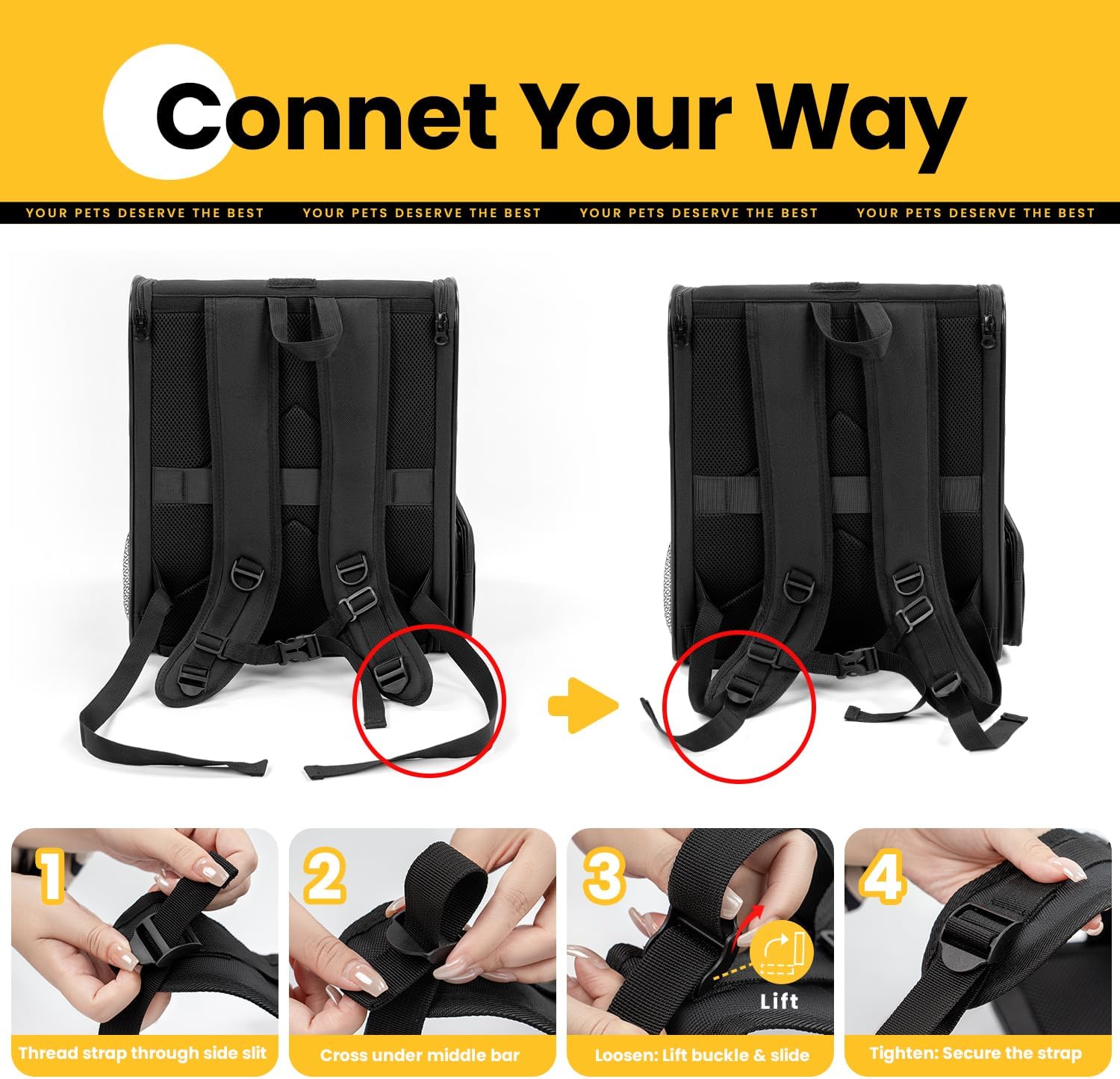 Thumbnail 4 de Conlun Cat Backpack Carrier for Small Dogs and Cats (Fits Up to 7kg)