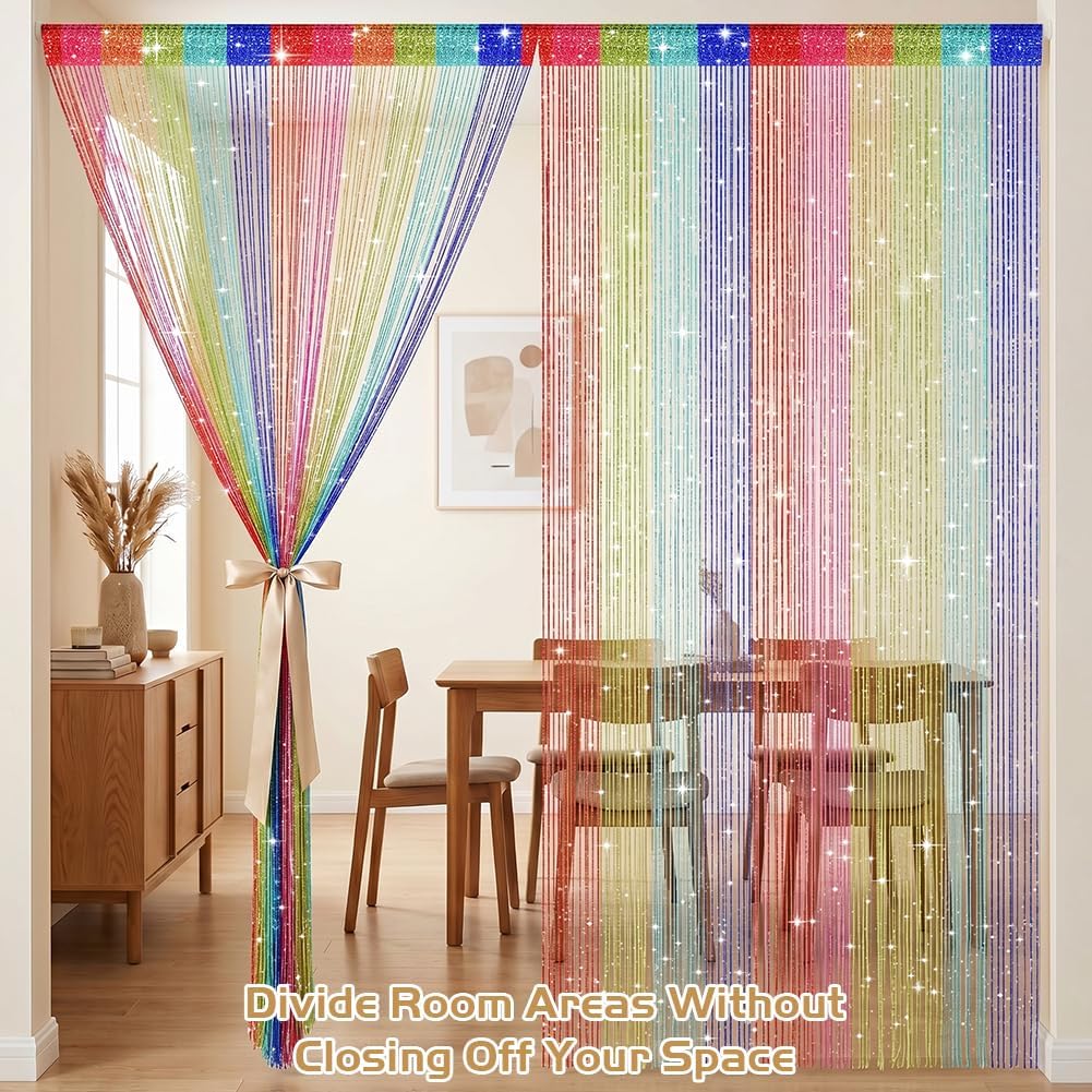 Detalle 2 de OFFCUP Door Curtain, 100 x 200 cm, Colourful Polyester String Curtain