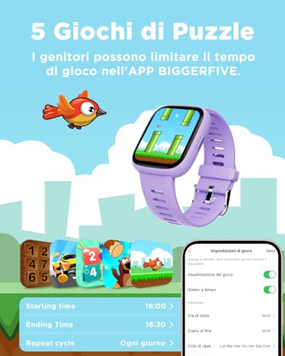Thumbnail 5 de BIGGERFIVE Smartwatch Bambini Ado 5-16, schermo 1,8'' e 80 modalità sportive