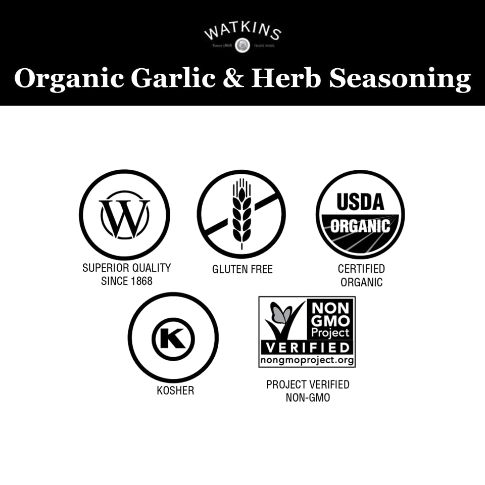 Detalle 2 de Watkins Organic Grilling Garlic & Herb Seasoning, 2.9 oz, USDA Organic