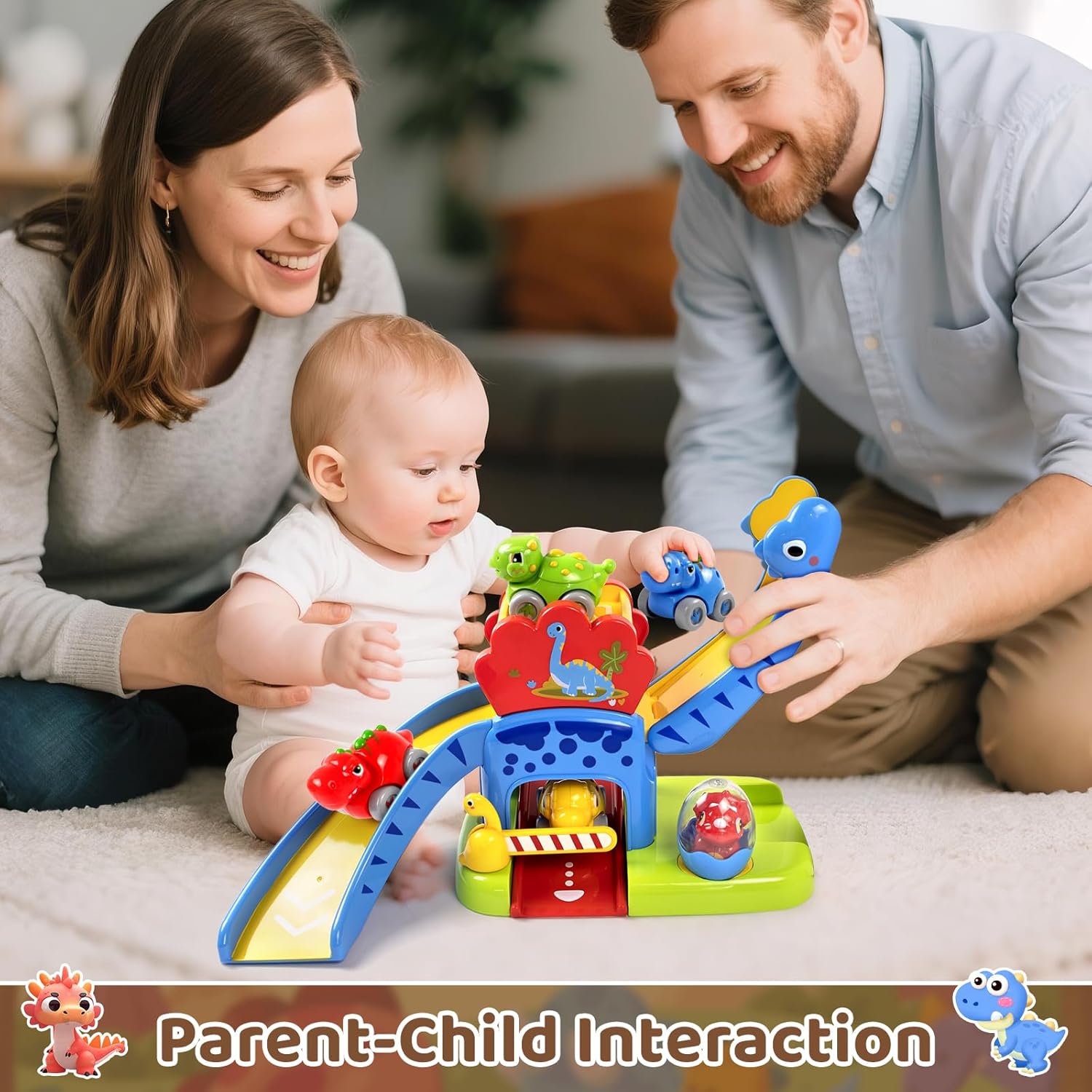 Thumbnail 4 de Marstone Dinosaur Slide & 4 Animal Cars Toddler Play Set (12–18 Months) — Push Car Race Track