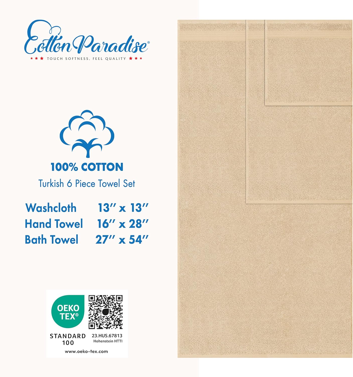 Thumbnail 3 de Cotton Paradise 6-Piece Towel Set ⚙