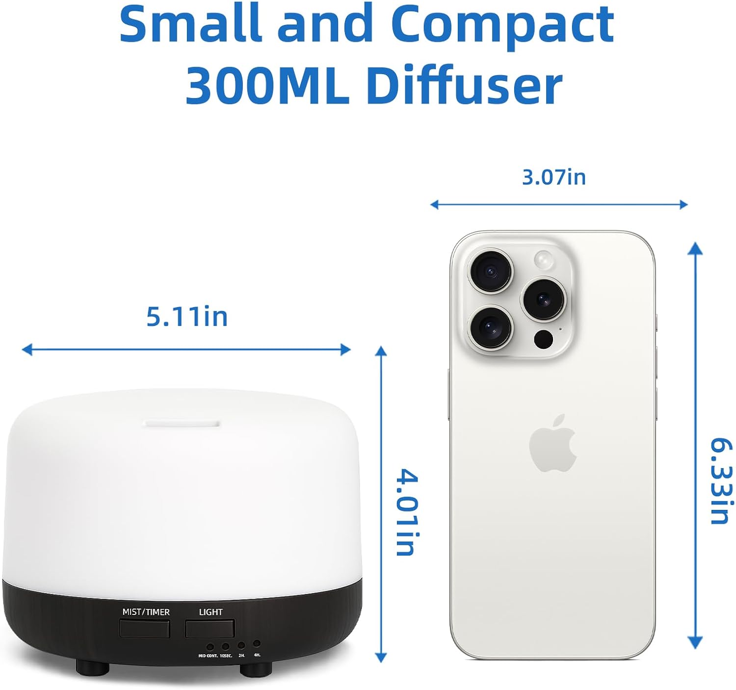 Thumbnail 1 de DIFFOFE 300ML Aromatherapy Diffuser: Quiet, Remote-Controlled Humidifier for Home and Office