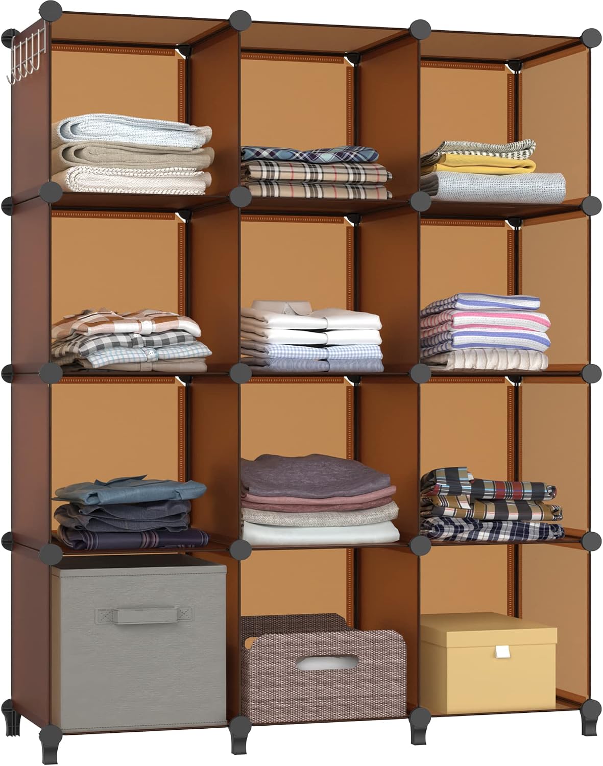 Detalle de HOMIDEC ZMY23040301 12-Cube Closet Organizer, Brown, Freestanding