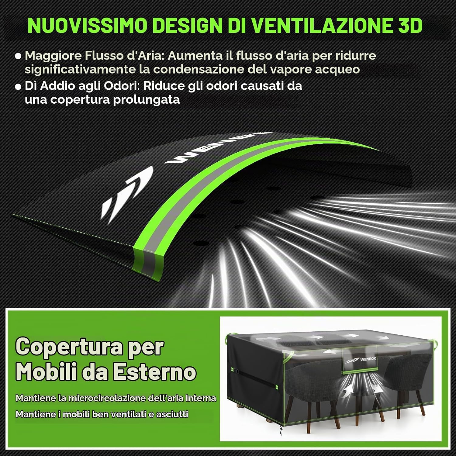 Detalle de QCCQ Copertura per Mobili da Giardino Impermeabile 200x100x75 cm, Nero