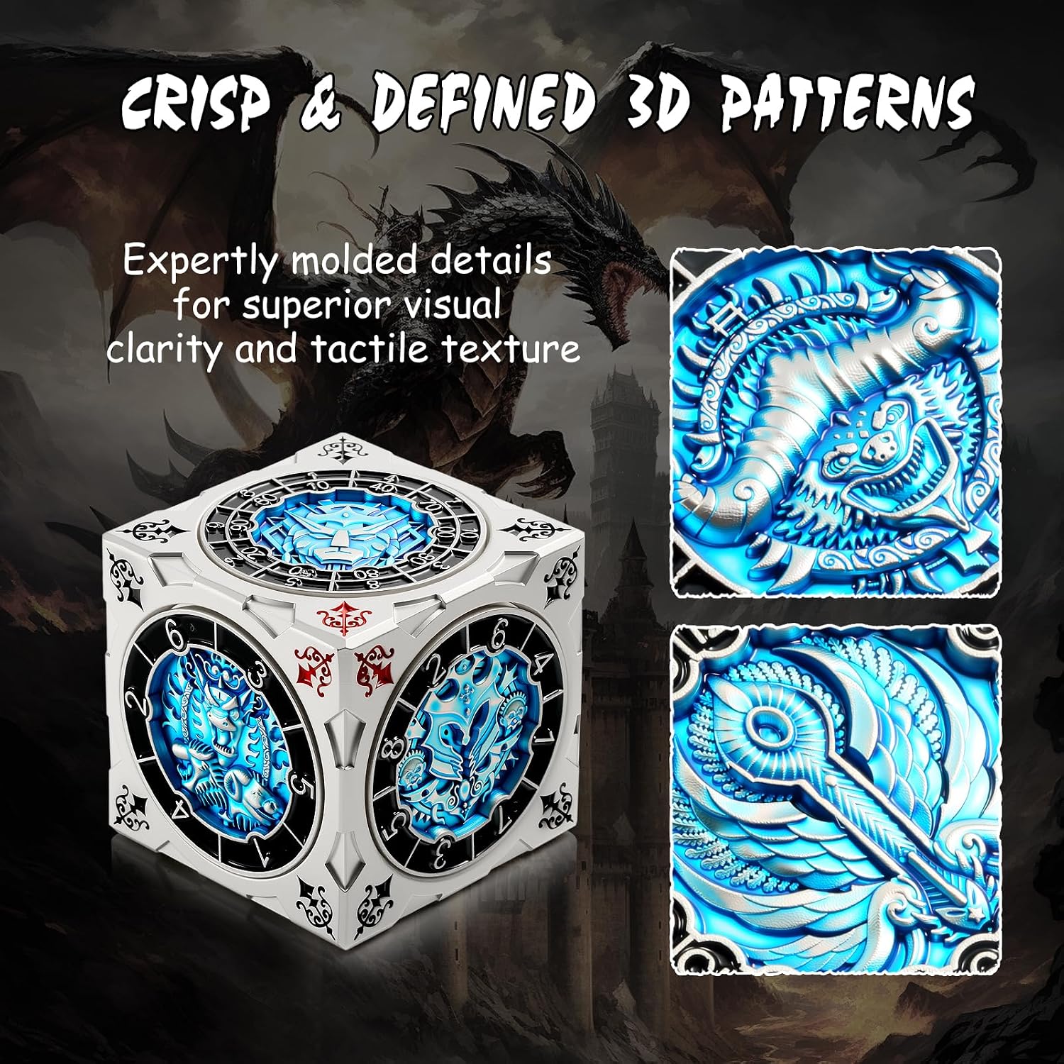 Thumbnail 1 de DNDND 7-in-1 Spinner Dice Cube with Gift Box: Goristro & Couatl Themed D&D Collector's Set