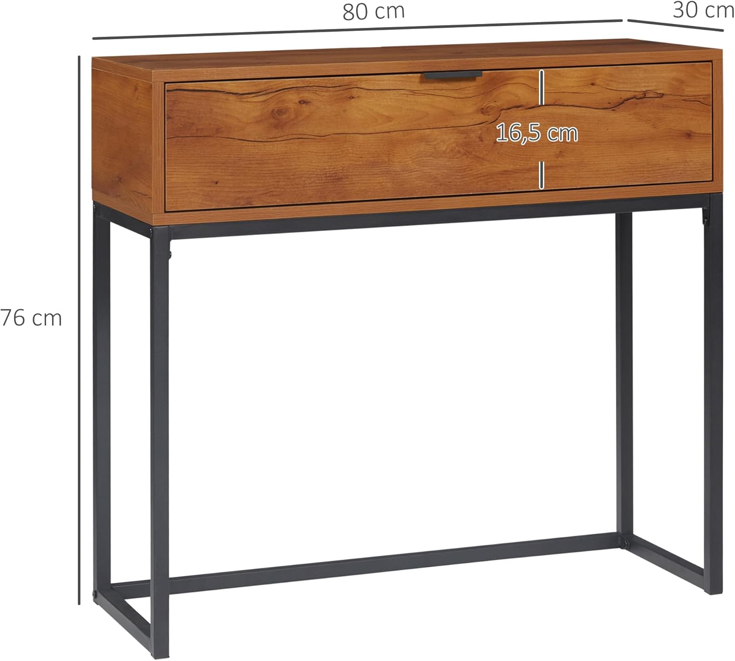 Detalle de HOMCOM Console Meuble — Table Console Moderne, 80 x 30 x 76 cm, Marron